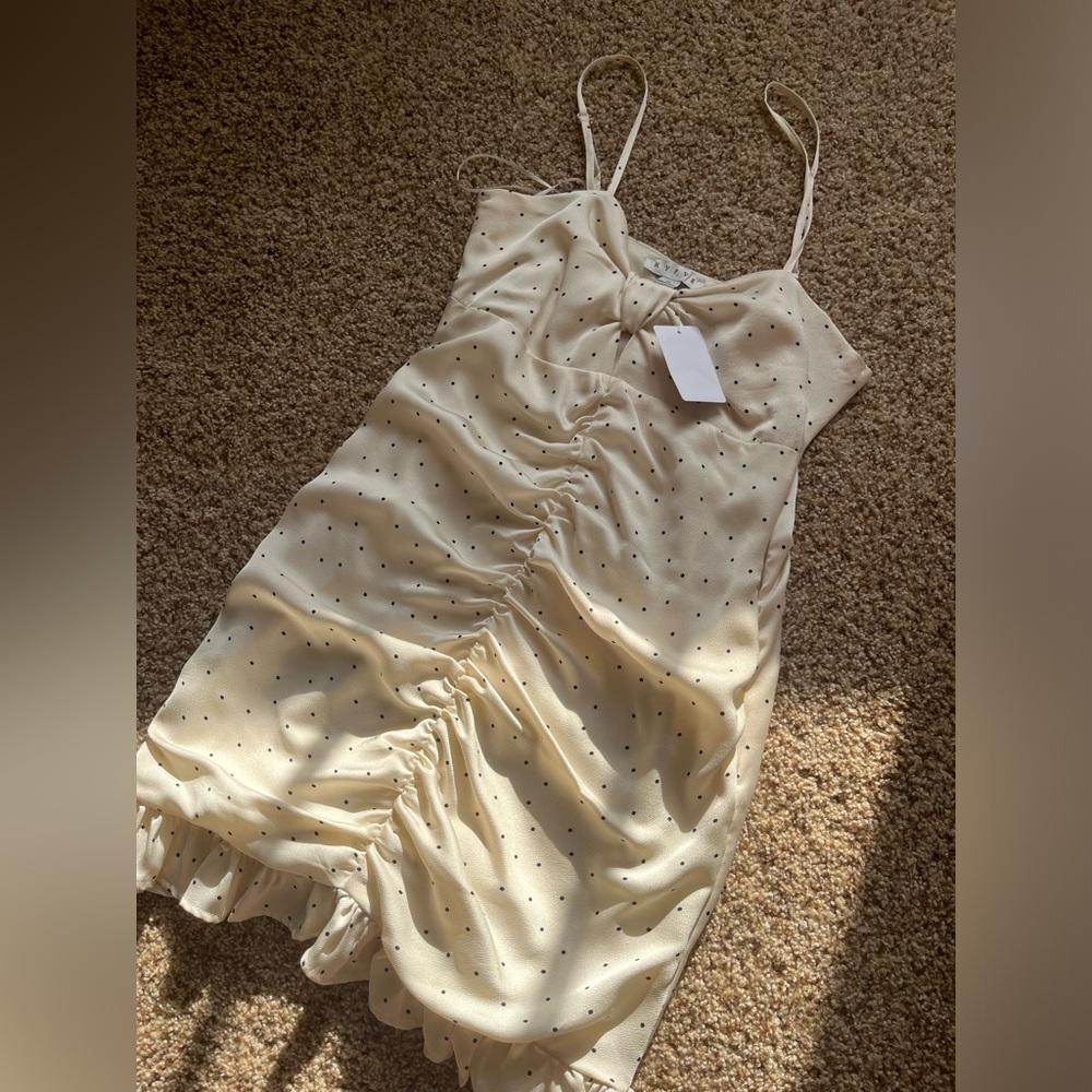 Cream dress with black polka dots. NWT.